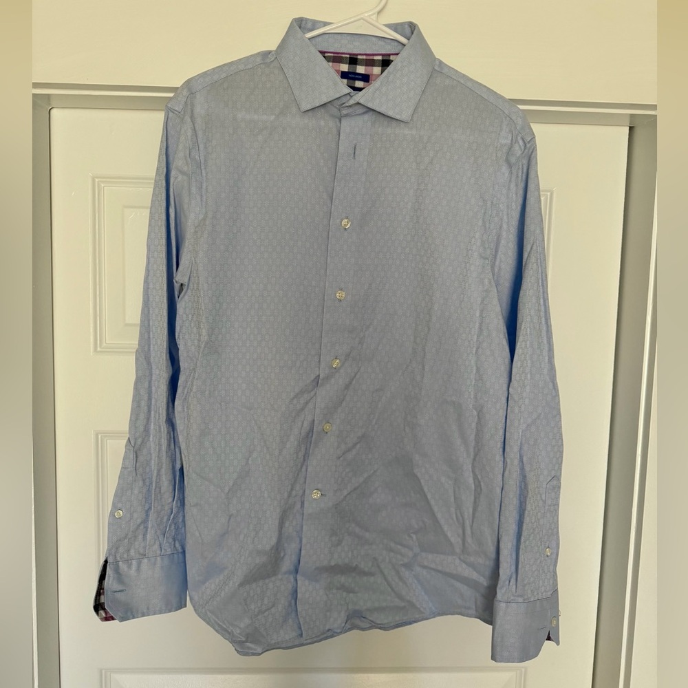 Egra Men's Light Blue Button Down Dress Shirt Size Medium